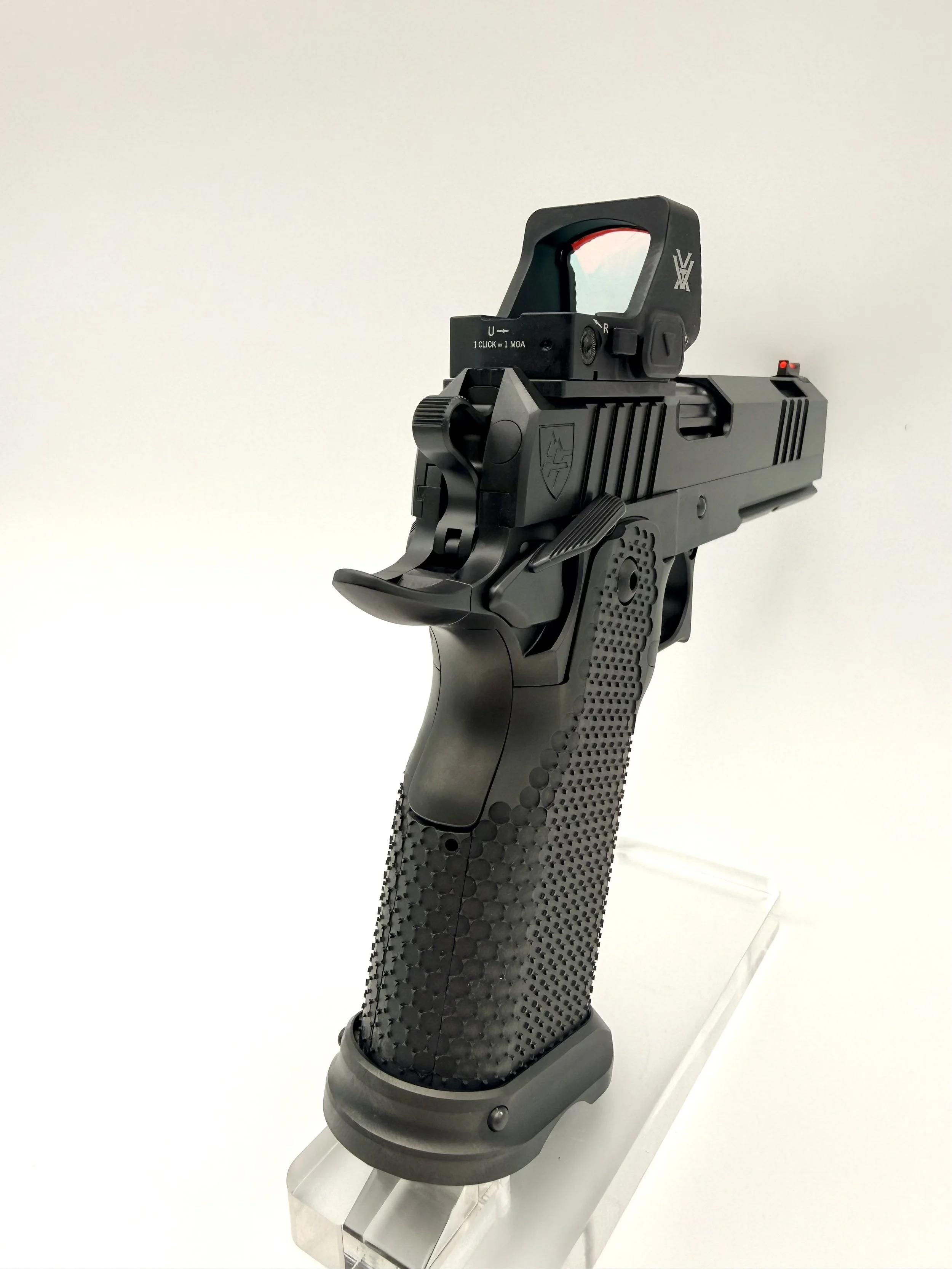 Alpha American Warfighter double stack government model, dual port, rear view