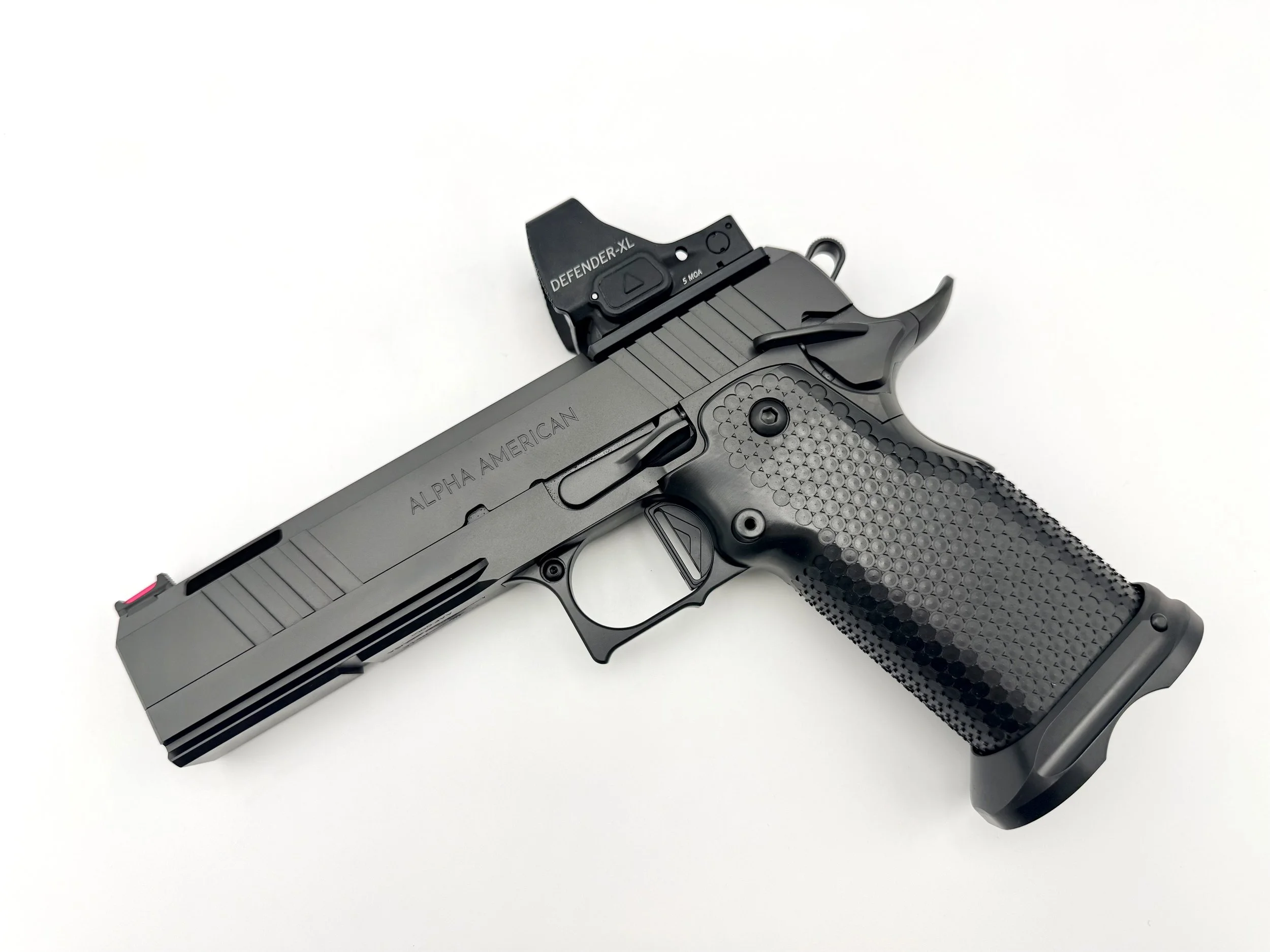 Alpha American Warfighter double stack pistol dual top ports and serrations
