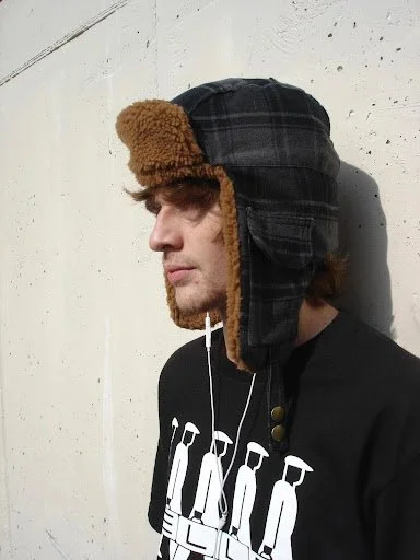 Grey plaid trapper hat
