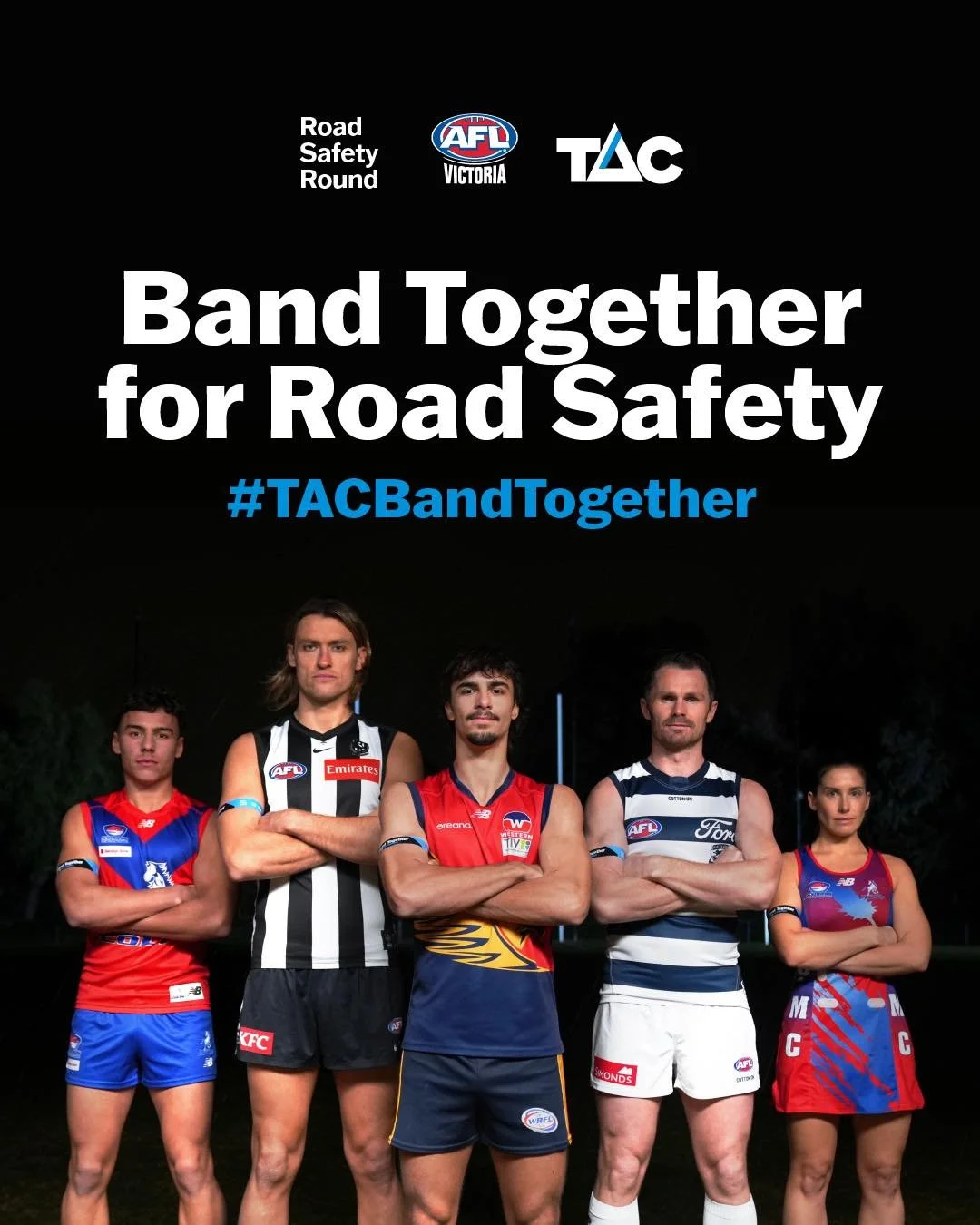 This weekend, we’re banding together for TAC Road Safety Round.
Clubs across Victoria will don blue armbands to honour those who we have lost on our roads and remind us that we all have someone to drive safely for.
This year, we’re cal