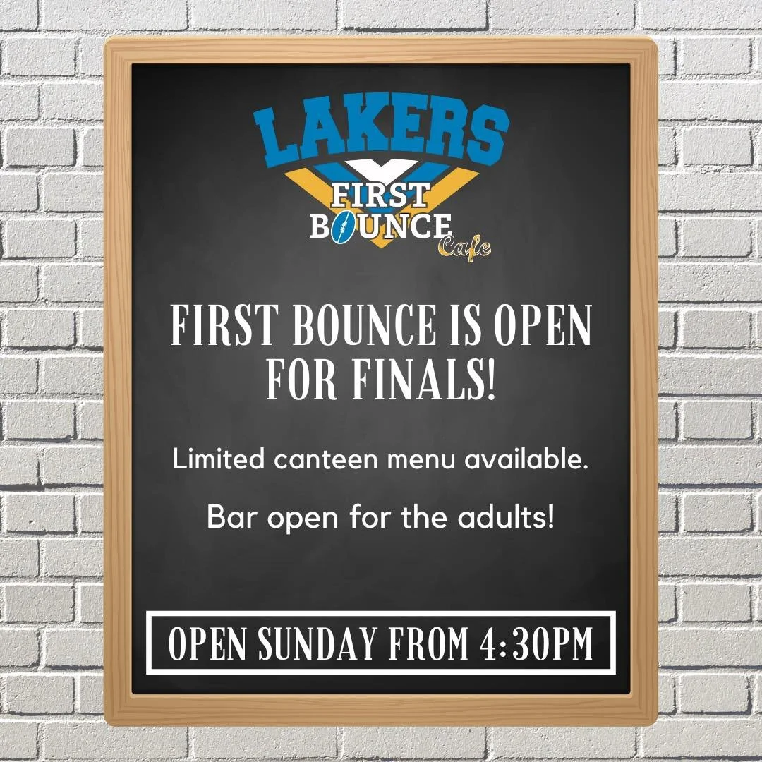 First Bounce will be open each Sunday during junior finals from the conclusion of the last game!
Come and celebrate this exciting time with us right until the last game is played 💛💙🖤🤍