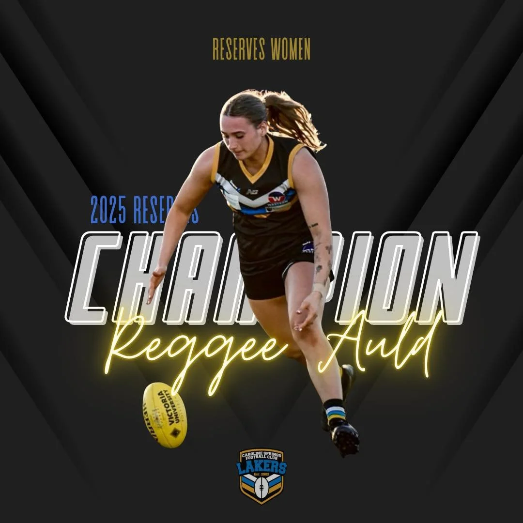Presenting your Reserves Women champion for 2025, Reggee Auld 🥇

Reserves Women award winners:
🌟 Best &amp; Fairest - Reggee Auld
🌟 Runner up Best &amp; Fairest - Terri McIntosh
🌟 Coaches Award - Lauren D&rsquo;Lima

💛💙🖤🤍

#LakerNation #cslak
