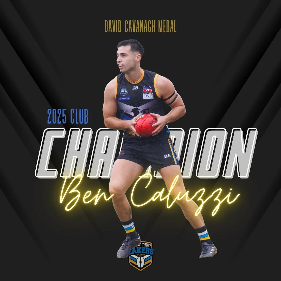 In his first season in Lakers colours, Ben Caluzzi is your Senior Men&rsquo;s champion 🥇

Senior Men award winners:
🌟 David Cavanagh Medal - Ben Caluzzi
🌟 Runner up Best &amp; Fairest - Cooper Pepi
🌟 Finals MVP - Alex Paech
🌟 Coaches Award - Jac