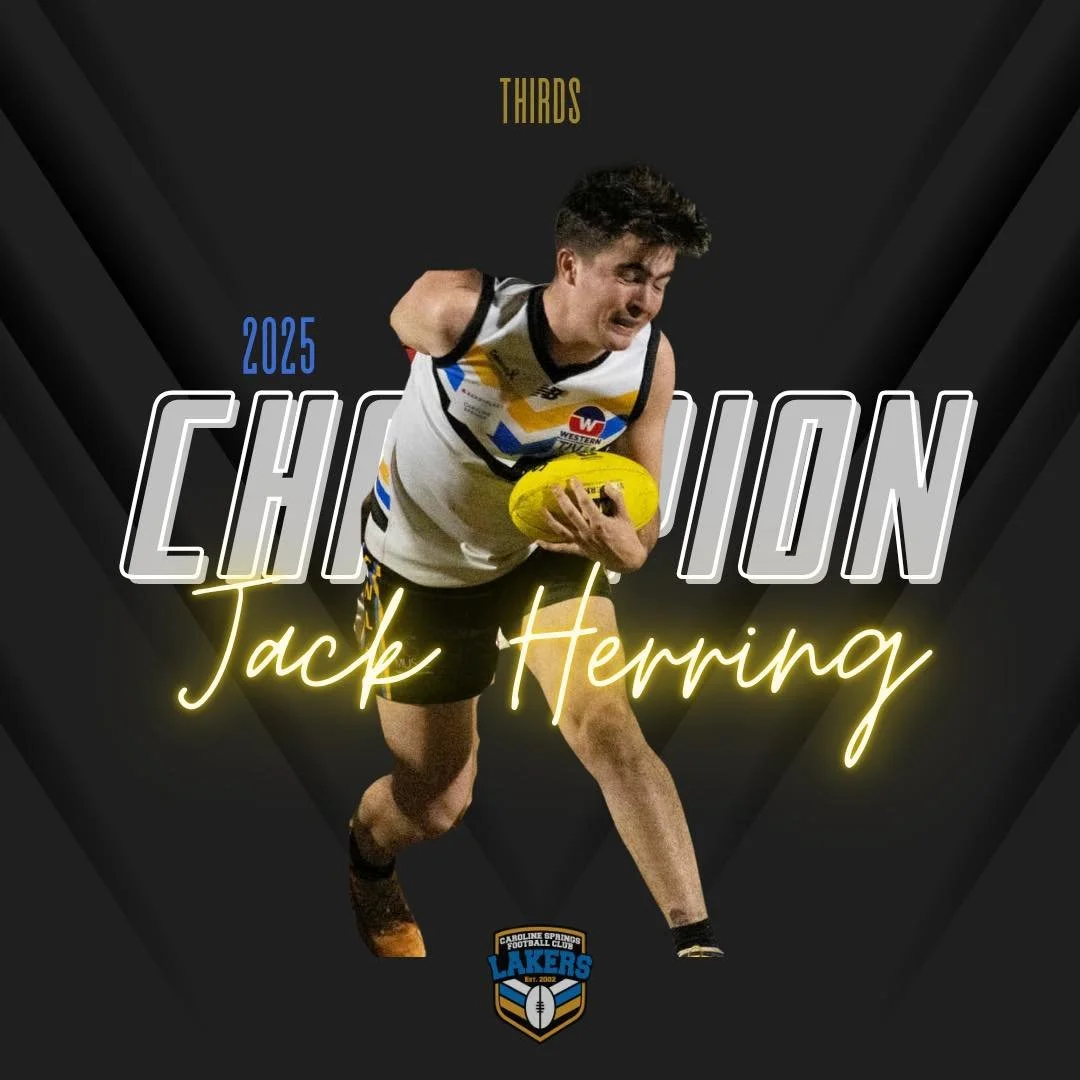 Presenting your Thirds Champion for 2025, Jack Herring 🥇

Thirds award winners:
🌟 Best &amp; Fairest - Jack Herring
🌟 Runner up Best &amp; Fairest - Dillon Bampton
🌟 Coaches Award - Andre Volpe

💛💙🖤🤍

#LakerNation #cslakers #GoLakers #CSFC #l