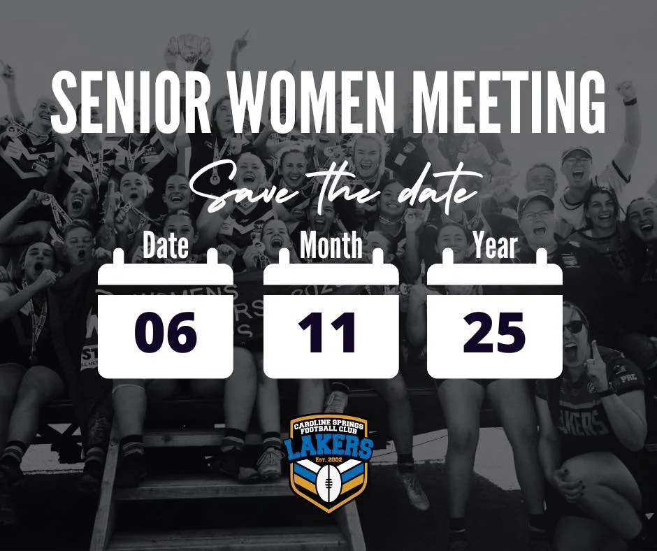 SAVE THE DATE - SENIOR WOMEN PRE SEASON MEETING

We warmly invite all current and interested players for our Senior Women&rsquo;s squad to join us at 6:15pm on Thursday, 6th November for an initial meeting as we head into pre-season training.

In 202