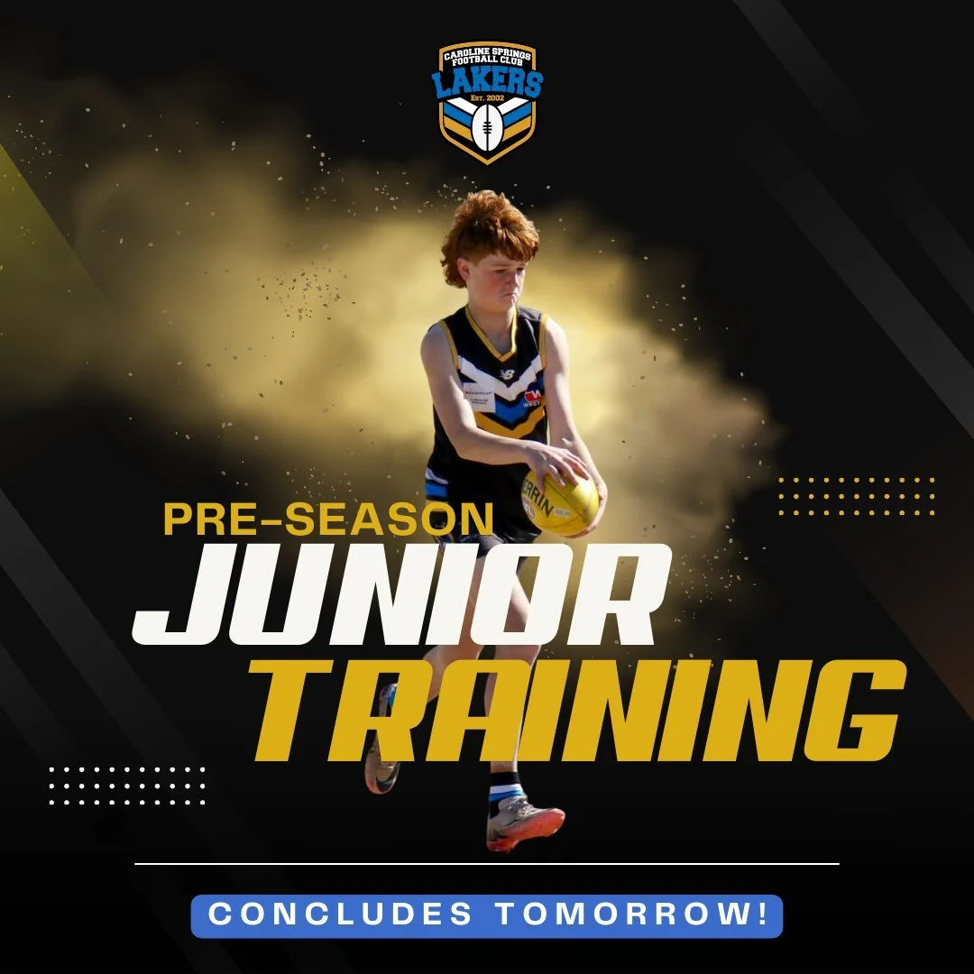 Junior pre-Christmas training concludes tomorrow 🎄

If you've been thinking about coming along and having a kick, it's not too late! All juniors will be training tomorrow night with a free sausage sizzle for players at the conclusion of training 🌭

