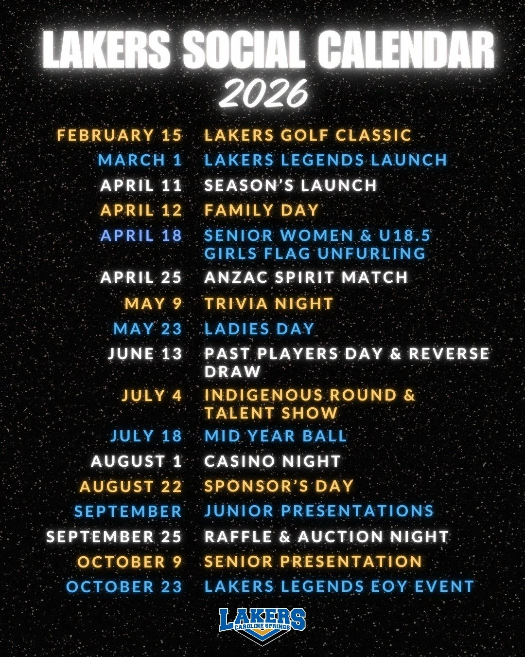 Our social calendar is locked in for 2026 🔒

We've got another jam-packed year full of social events on offer 🔥
Whether you love a dance or trivia is more your speed, there's something for everyone happening this year!

And don't forget that ticket