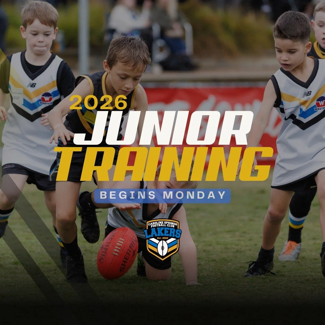 JUNIOR TRAINING IS BACK!

Our juniors will return to training next week, with all teams spread across Monday and Wednesday nights at both Town Centre Reserve and Brookside Oval. Swipe across to see where your team is training ➡

Training times and lo