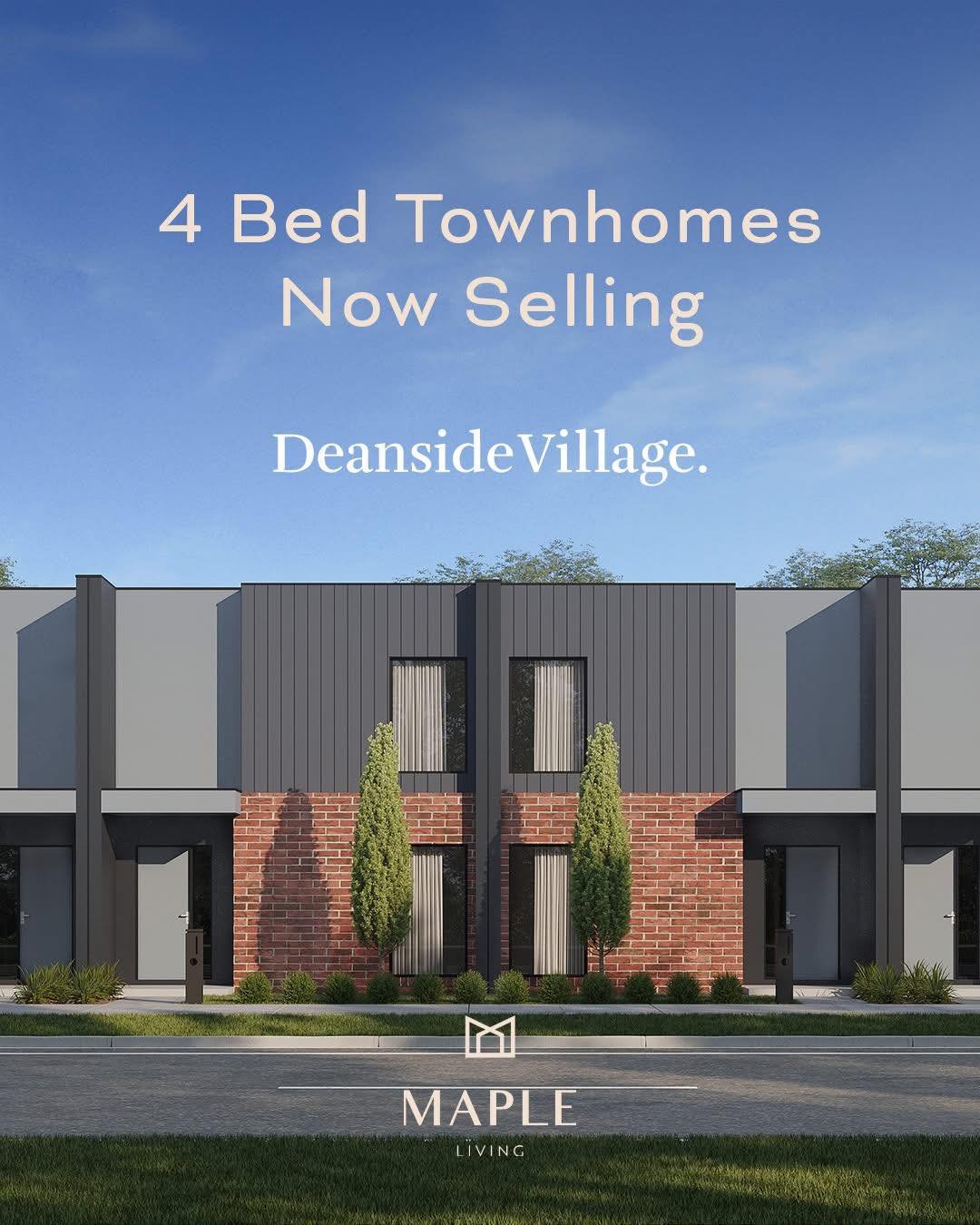 Our friends at Maple Living have a brand-new collection of four-bedroom townhomes now selling in Deanside 🏡

Located in the heart of the established Deanside Village, each home features thoughtfully designed floorplans, a timeless fa&ccedil;ade and 