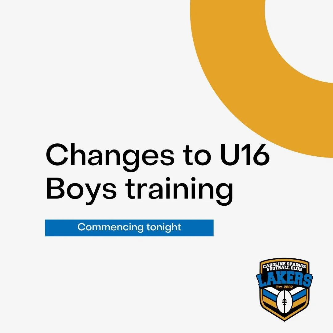Attention U16 Boys! Please note that from tonight, February 16th, training will return to Town Centre Reserve.

Please meet on Oval 2 ready for a 7pm start.