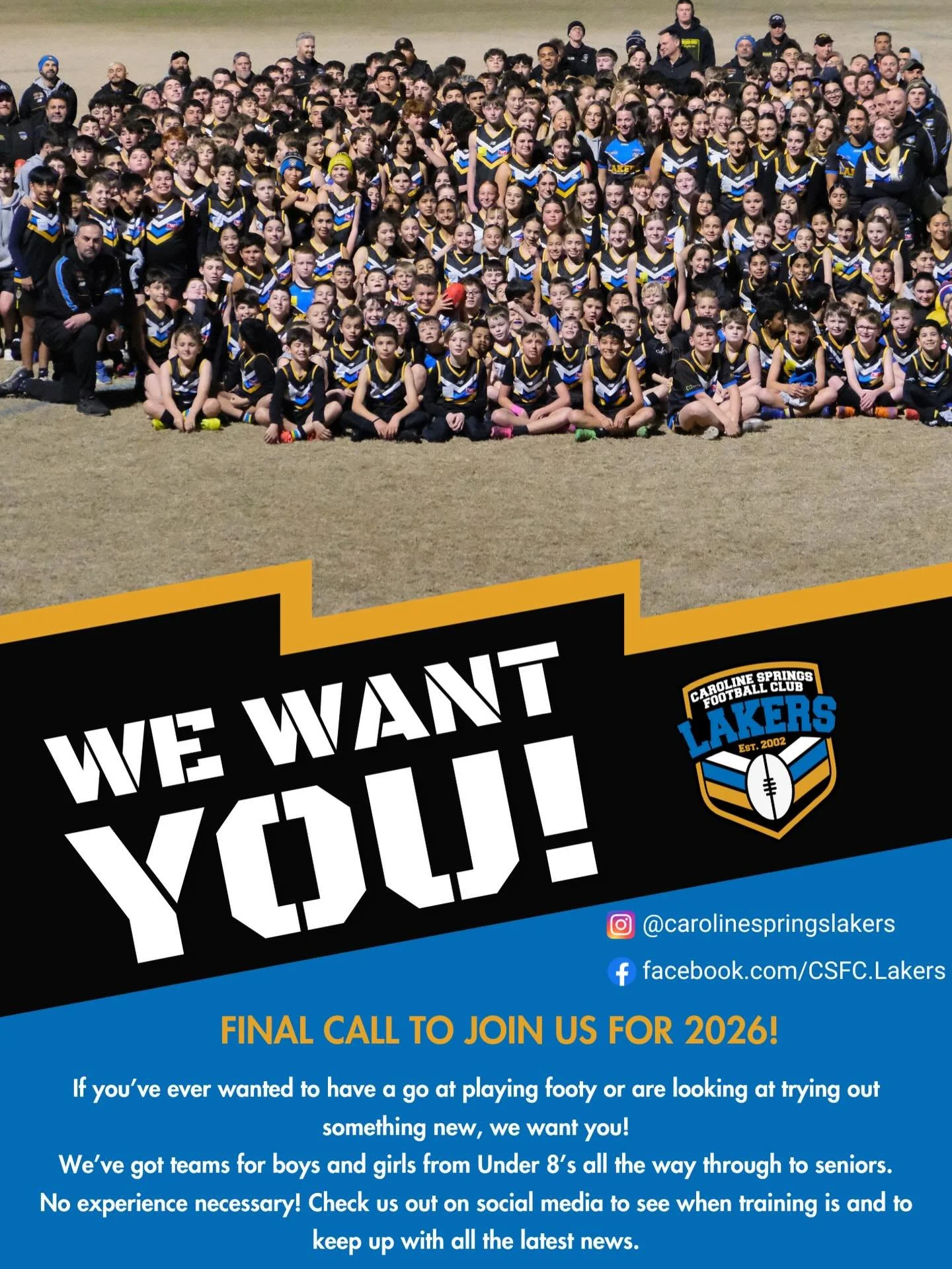 ⏰ LAST CHANCE TO JOIN US FOR 2026 ⏰

With the season quickly approaching, we&rsquo;re doing a final call out for any juniors wanting to join the Laker Nation in 2026 💪

With most age groups fielding multiple teams across boys and girls divisions, th