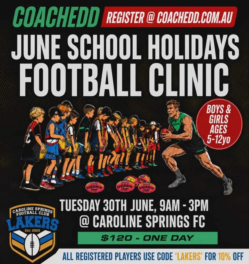 We're excited to announce that Melbourne FC's Jake Melksham will be bringing his Coachedd Football Clinic to CSFC!

Details as follows:
Tuesday, 30th June
9am - 3pm
Boys &amp; Girls ages 5-12yo
$120 for full one day program

To sign-up, head to coach