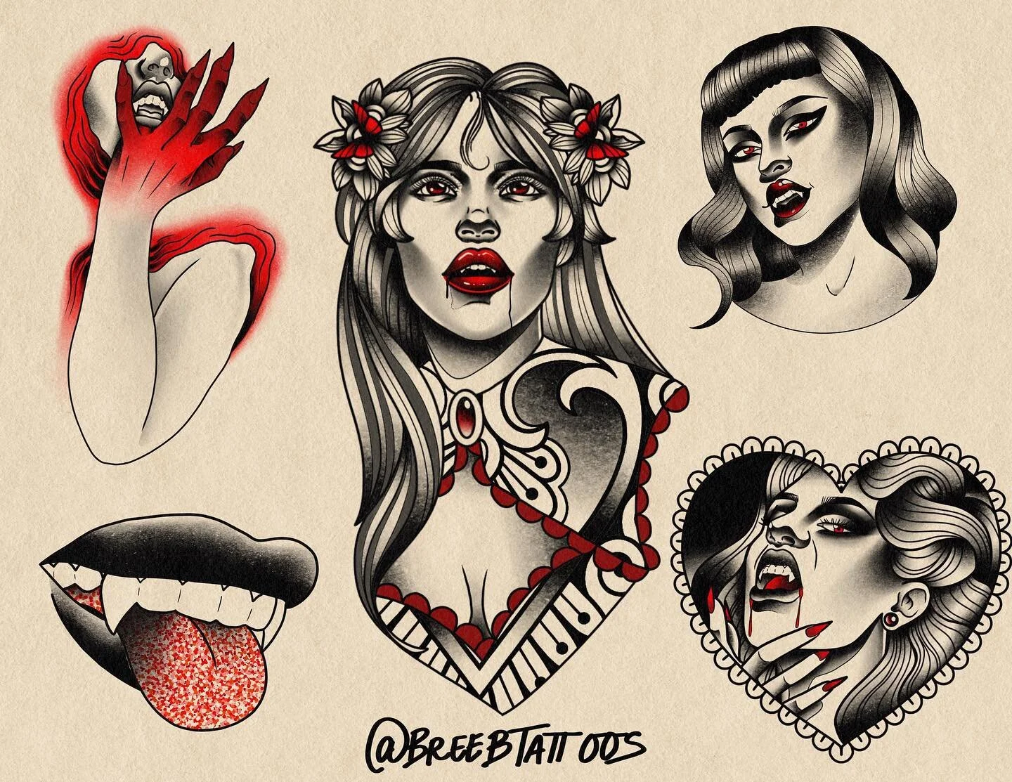 New Vampire designs for the season all ready to book on the website! Come see me @flatirontattoo and snag one!