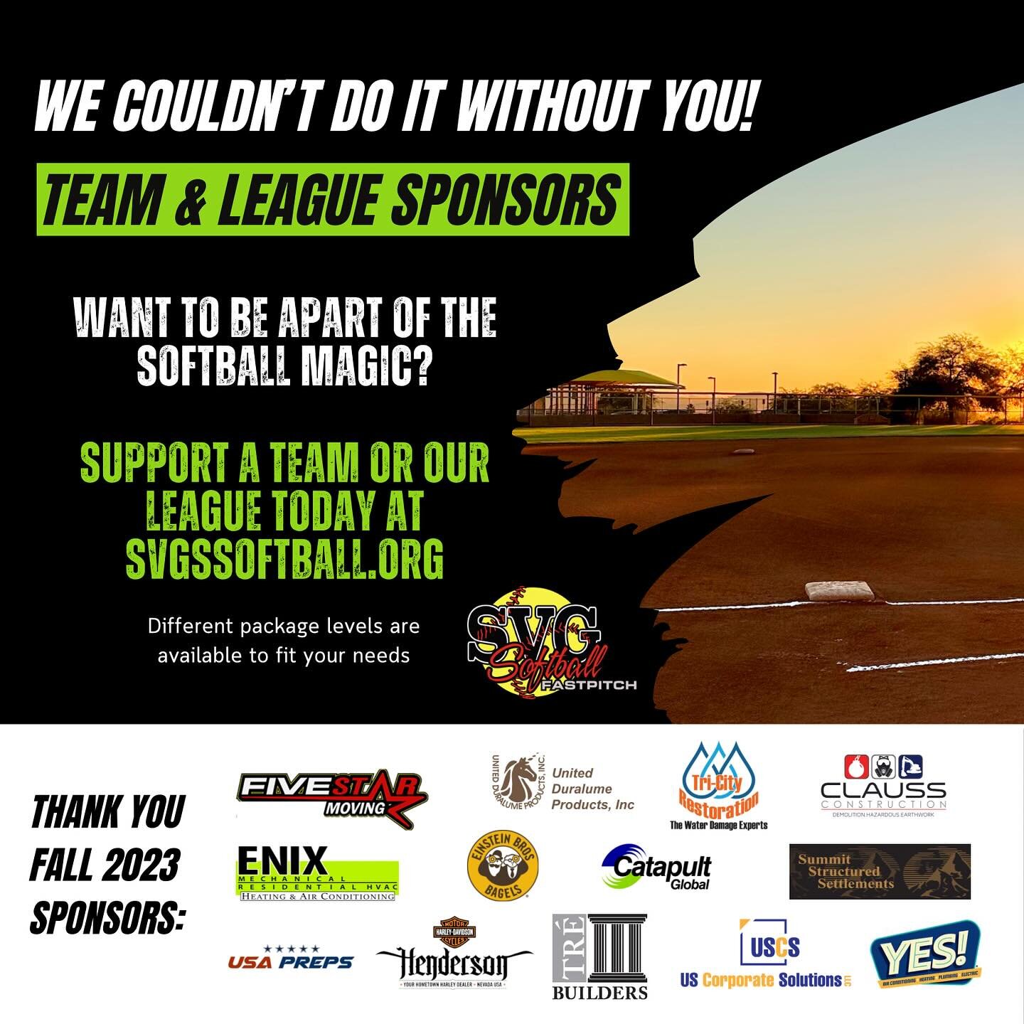 💚 THANK YOU SPONSORS 💚

The support given from our community is what keeps our league alive! We are beyond grateful to our sponsors for their commitment to the success of our girls and the league. We want to shoutout all of our Fall 2023 sponsors f