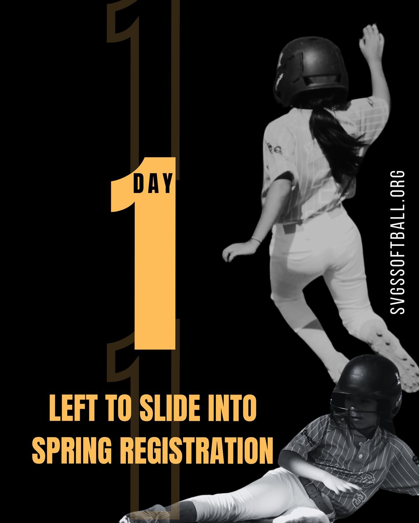 🥇ONLY 1 DAY LEFT🥇

Today is the last day for 10U and 14U registration, for our player evaluations will be held tonight at Silverado Ranch Park field 2. We will take in-person registration for those who need it. We will also have sample uniforms to 