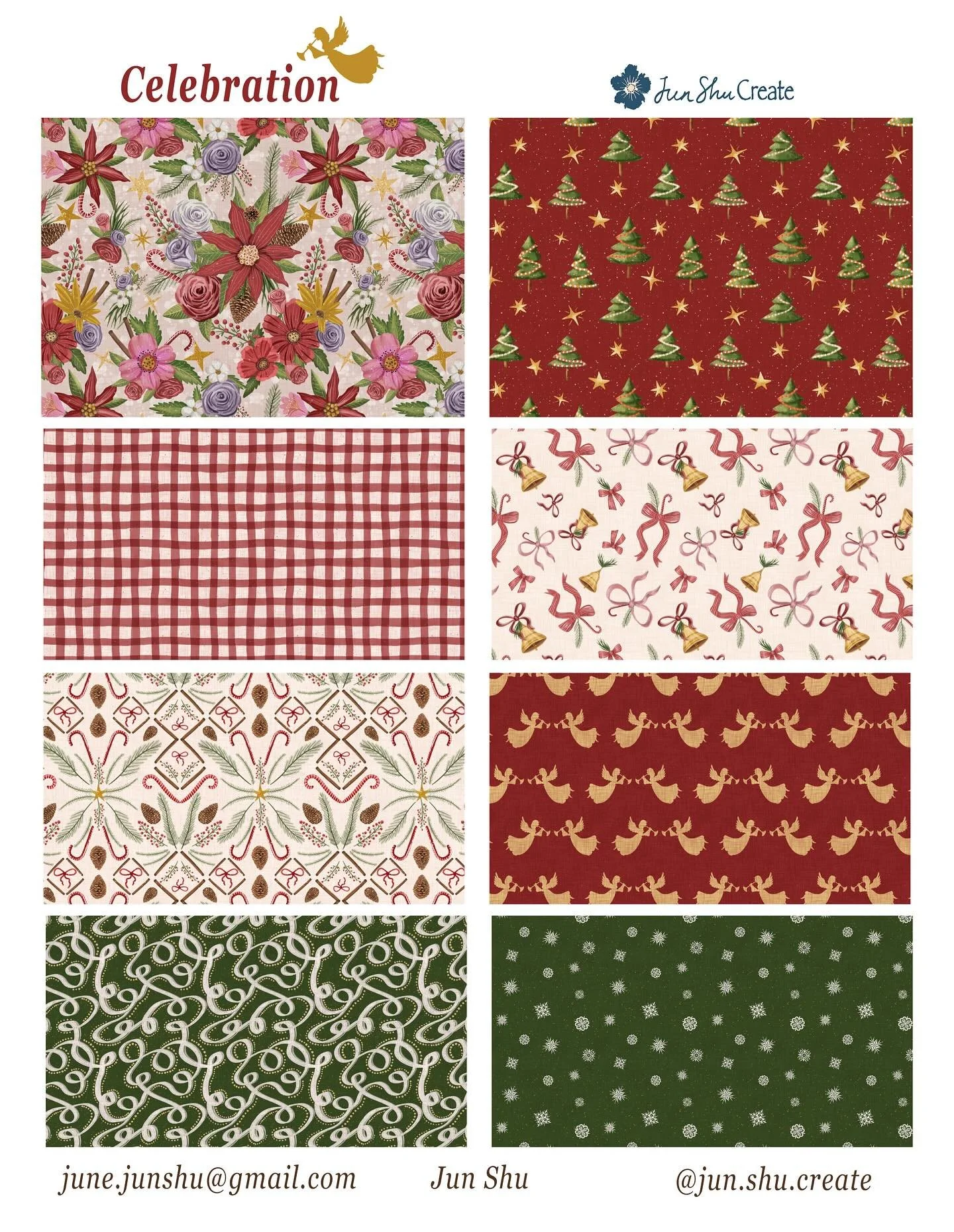 🎄✨ Introducing &ldquo;Celebration&rdquo; &ndash; a hand-painted Christmas pattern collection filled with warmth, nostalgia, and festive charm.
Each print is lovingly illustrated with candy canes, pinecones, gingham checks, poinsettias, and joyful an