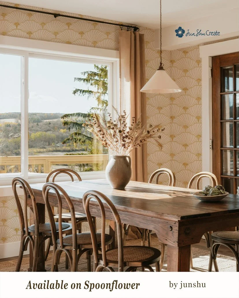 A quiet pattern for spaces that breathe.

This art-deco&ndash;inspired scallop wallpaper is designed to bring soft rhythm, warmth, and timeless elegance into a room. The repeating fan motif creates movement without noise&mdash;perfect for interiors t