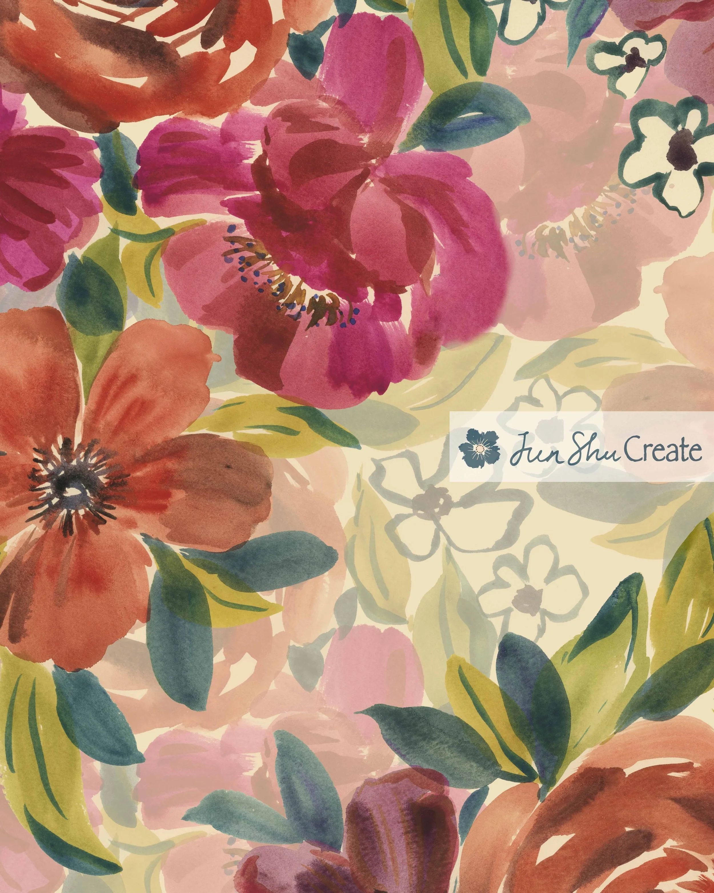 Hand-painted watercolor florals, transformed into a statement fashion print 🌺🎨
This expressive floral pattern began with loose watercolor brushstrokes, layered blooms and painterly leaves in rich raspberry pink, terracotta, coral, soft blush and de