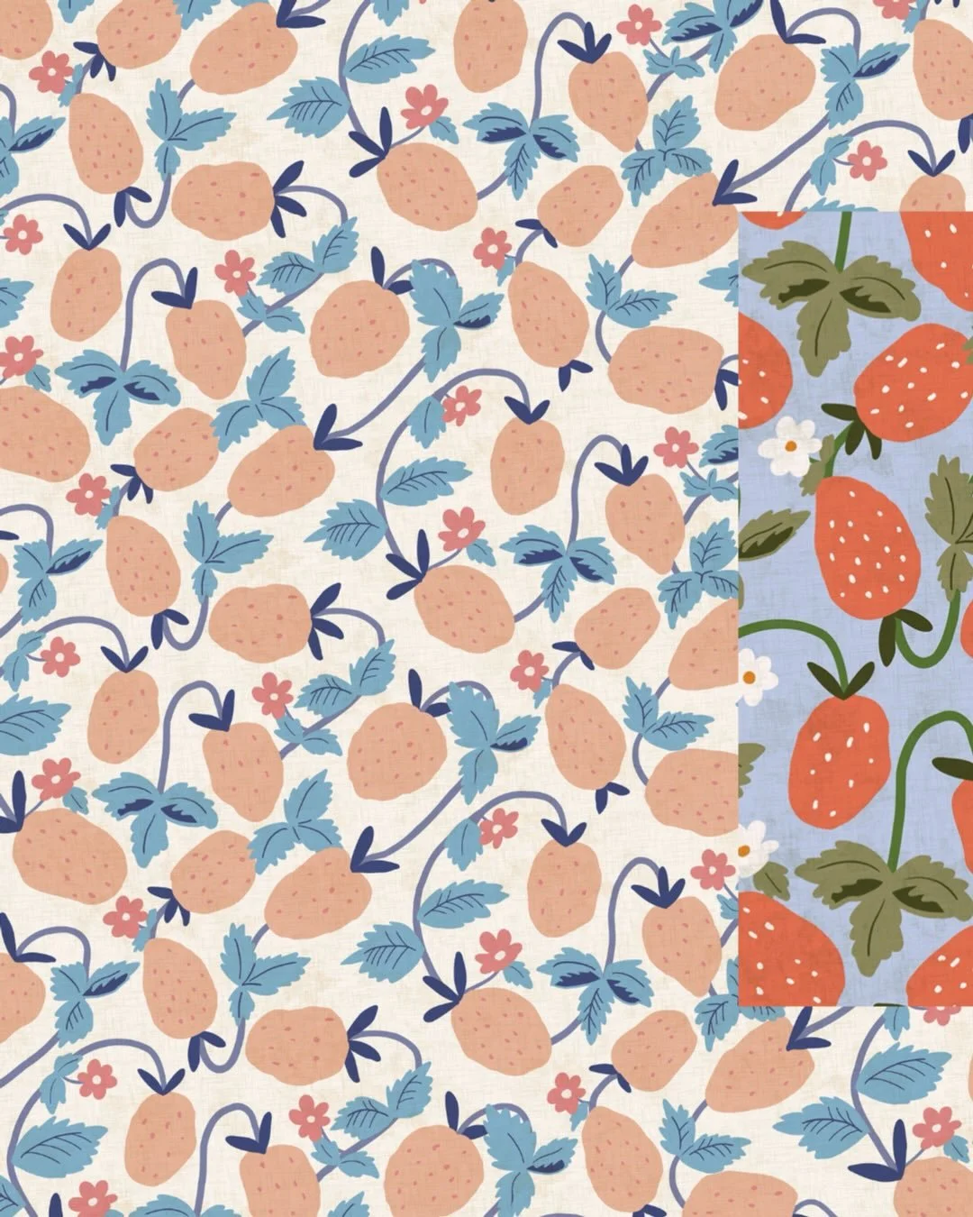 Strawberry season is upon us! Vector pattern. DM for licensing. 🍓

#farmersmarketinspo #patterndesignersclub #strawberrypattern #summerpattern #vectorpattern
