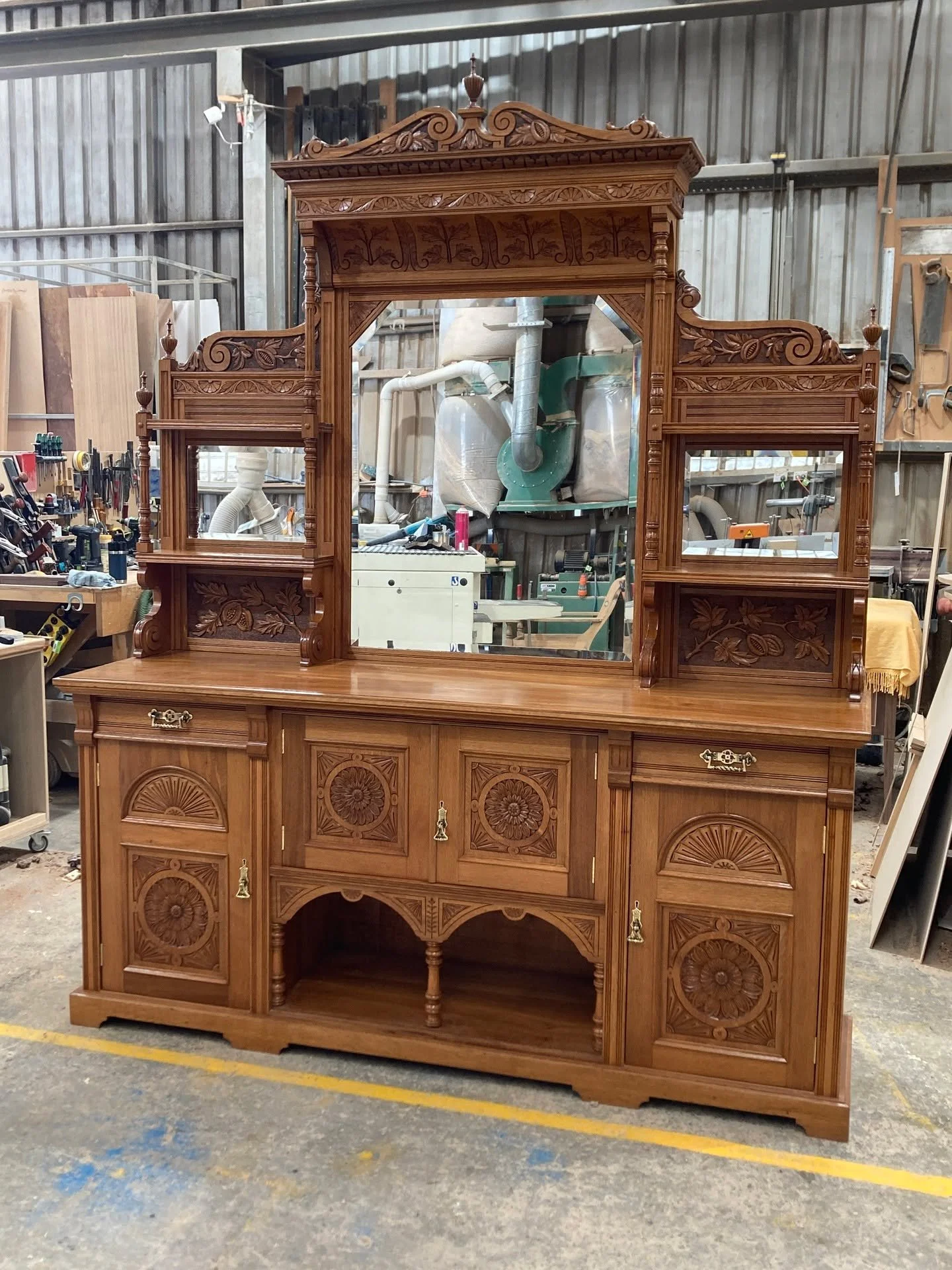 This Stunning Scottish Solid Oak Sideboard, circa the late 19th Century recently restored by the Hagan team!

Oak was a very popular wood for this style of furniture due to its strength.

The intricate and deep carvings on this sideboard are a hallma
