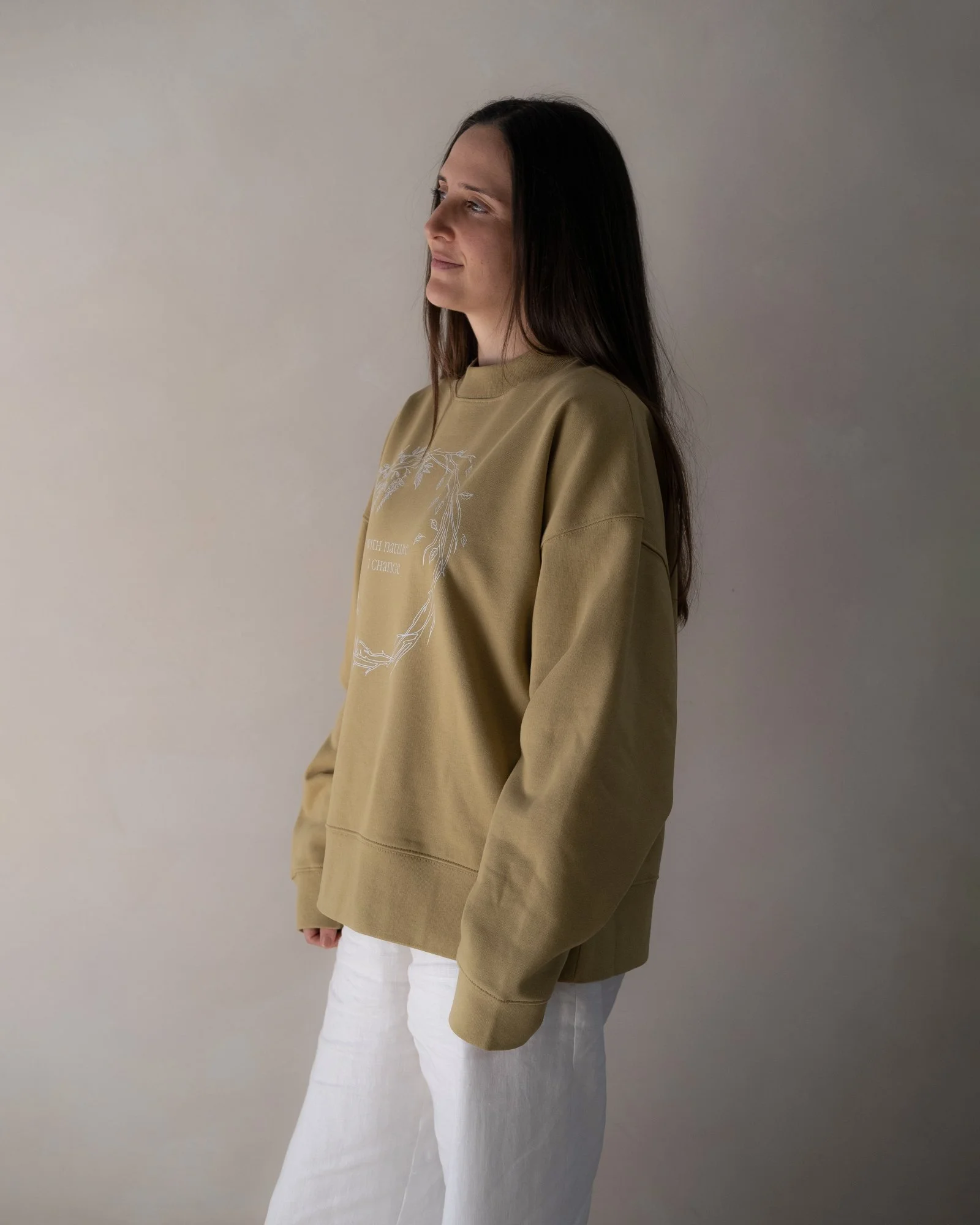 seasonal wheel unisex boxy crew olive
