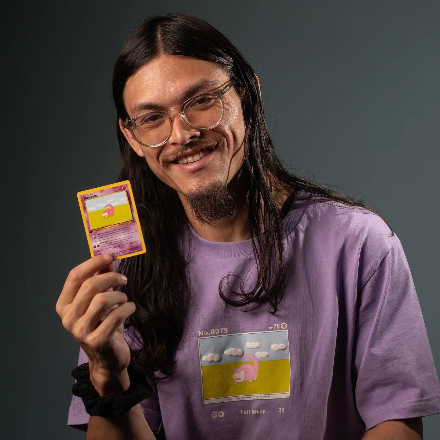 1am self portraits in my living room studio setup.

Got this dope slowpoke shirt for as a gift because I contracted pokemon fever a couple months ago.

So I grabbed my 1st edition card and my kitty cat and figured, what a better birthday shoot than t