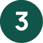 Un cercle vert foncé avec un chiffre blanc 3 au centre.