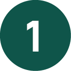 Un cercle vert foncé avec le chiffre blanc 1 au centre.