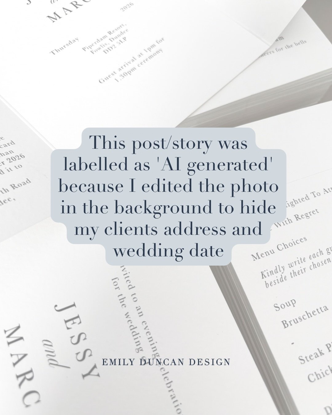 My inbox went a bit nuts after I posted this to my story so I thought it deserved a spot on the grid.

My post has been labelled as 'AI' which is incredibly frustrating when actually, I created the artwork, I created the post, I added the wording (my