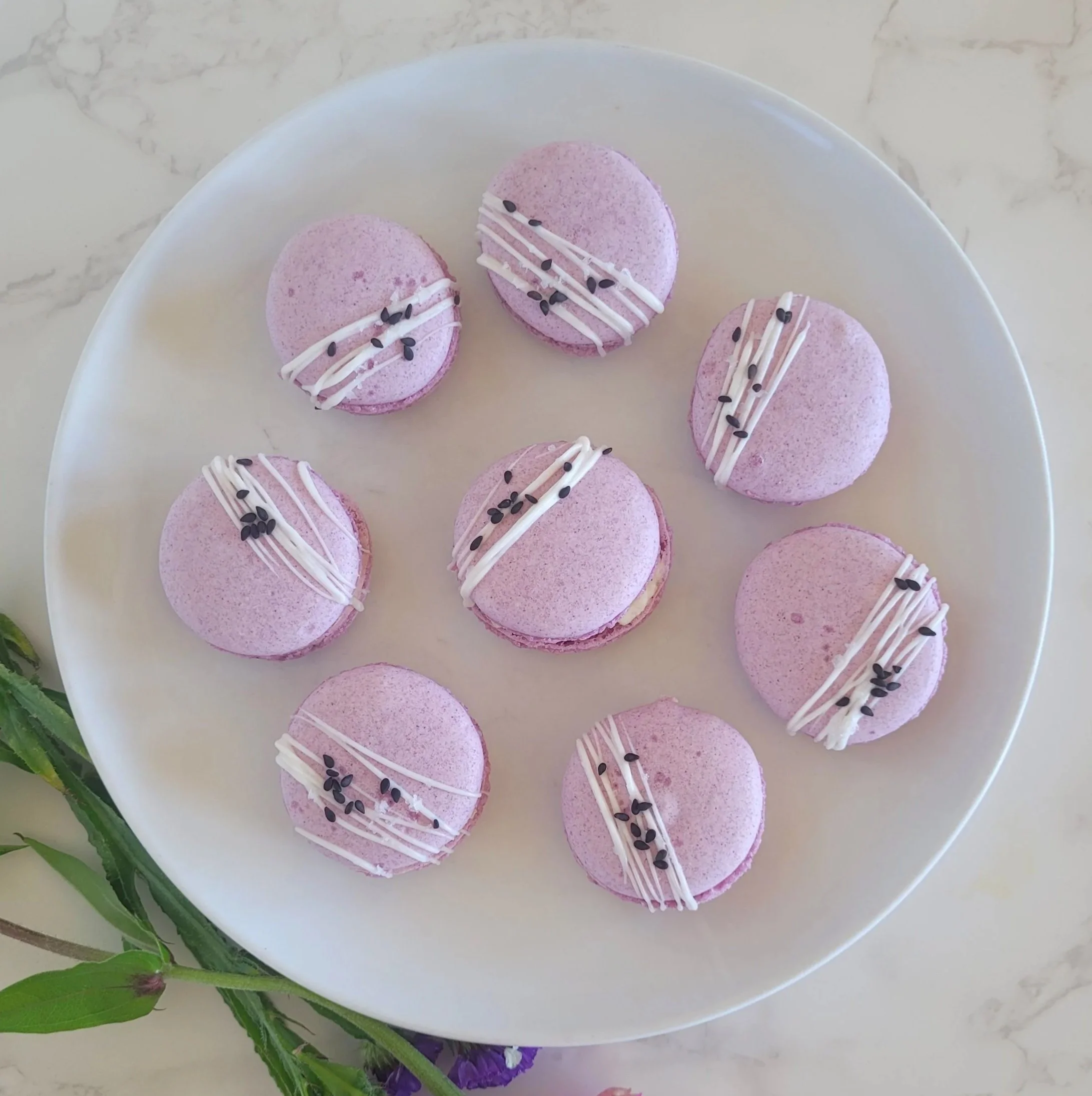 Ube Macaron with Ginger Honey Buttercream