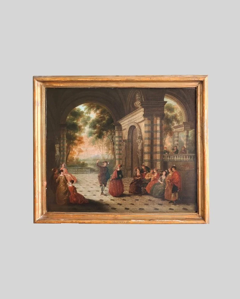 Dipinto francese raffigurante scena di corte