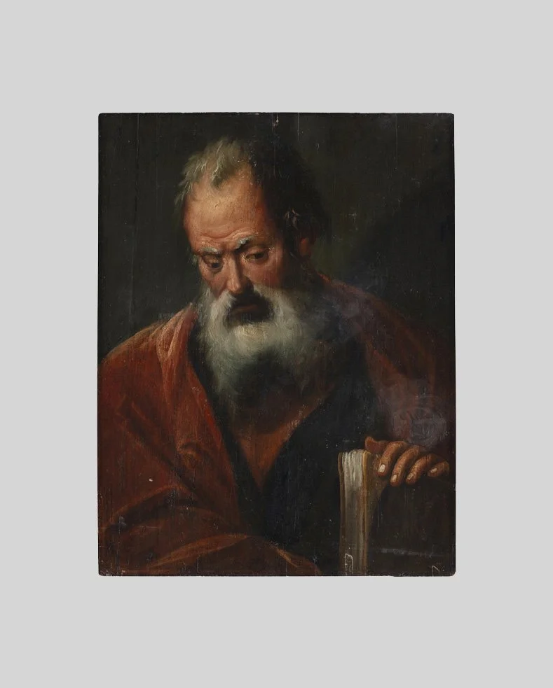 Dipinto raffigurante filosofo con libro