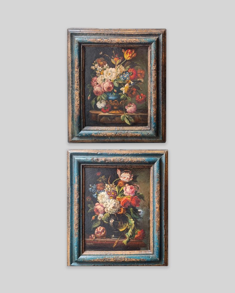 Coppia di  vasi di fiori