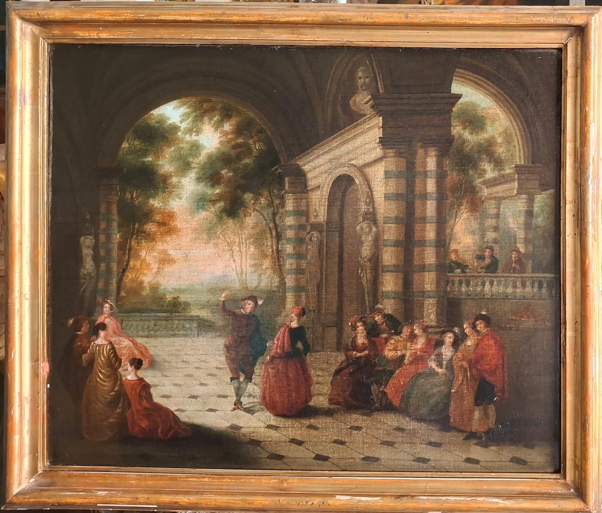 Dipinto francese raffigurante scena di corte