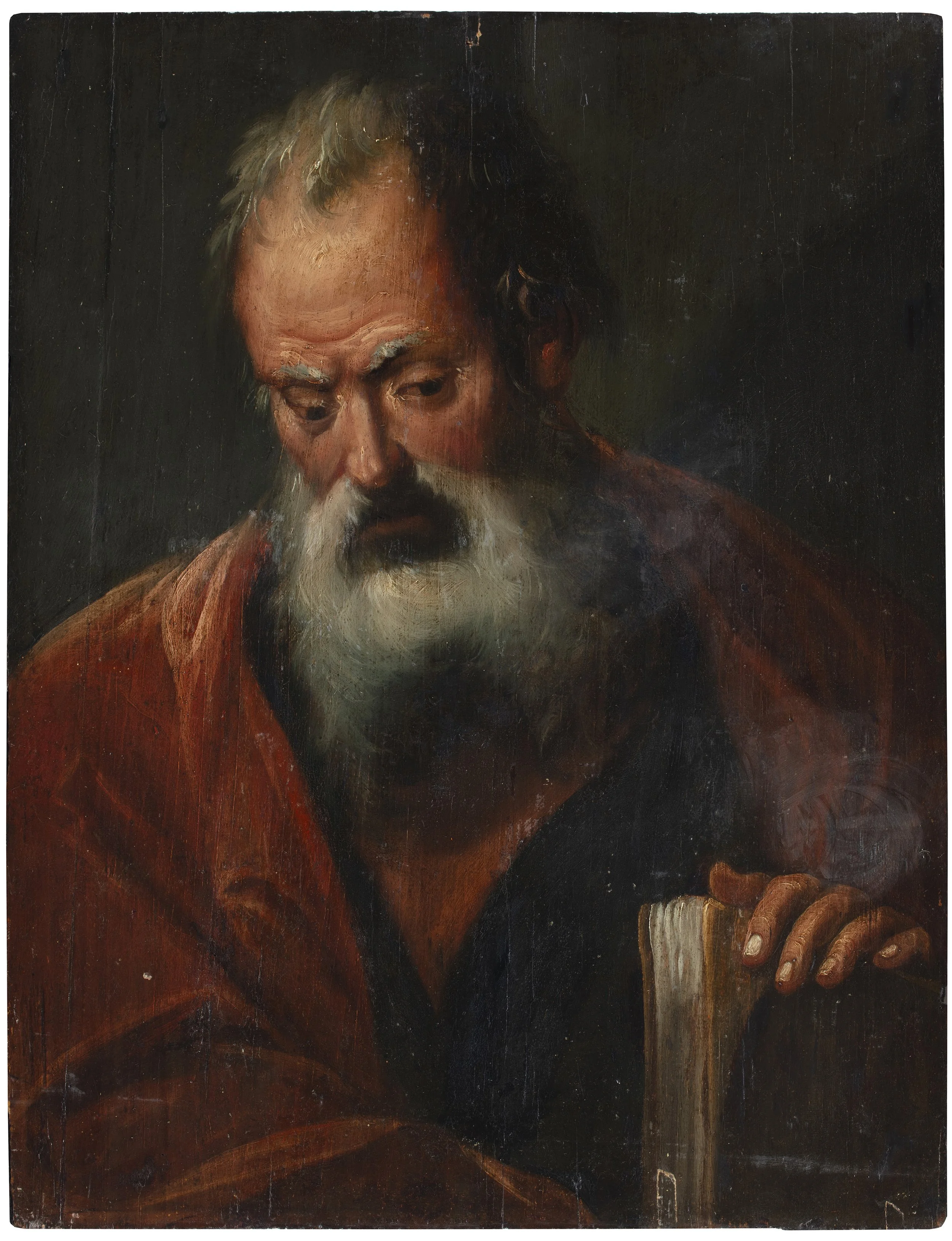 Dipinto raffigurante filosofo con libro