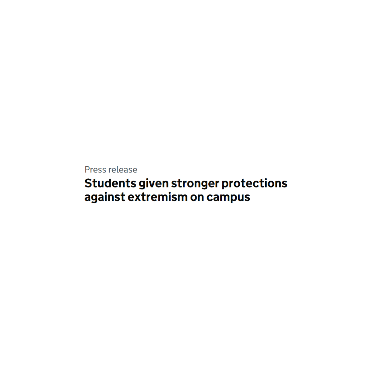 PRESS RELEASE- Students given stronger protections against extremism on campus 