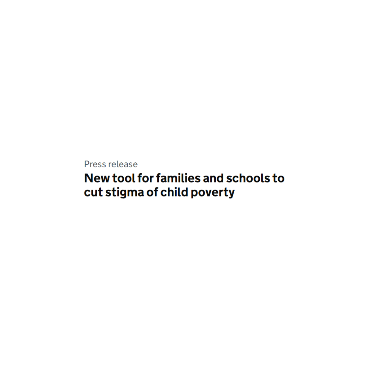 PRESS RELEASE- New tool for families and schools to cut stigma of child poverty