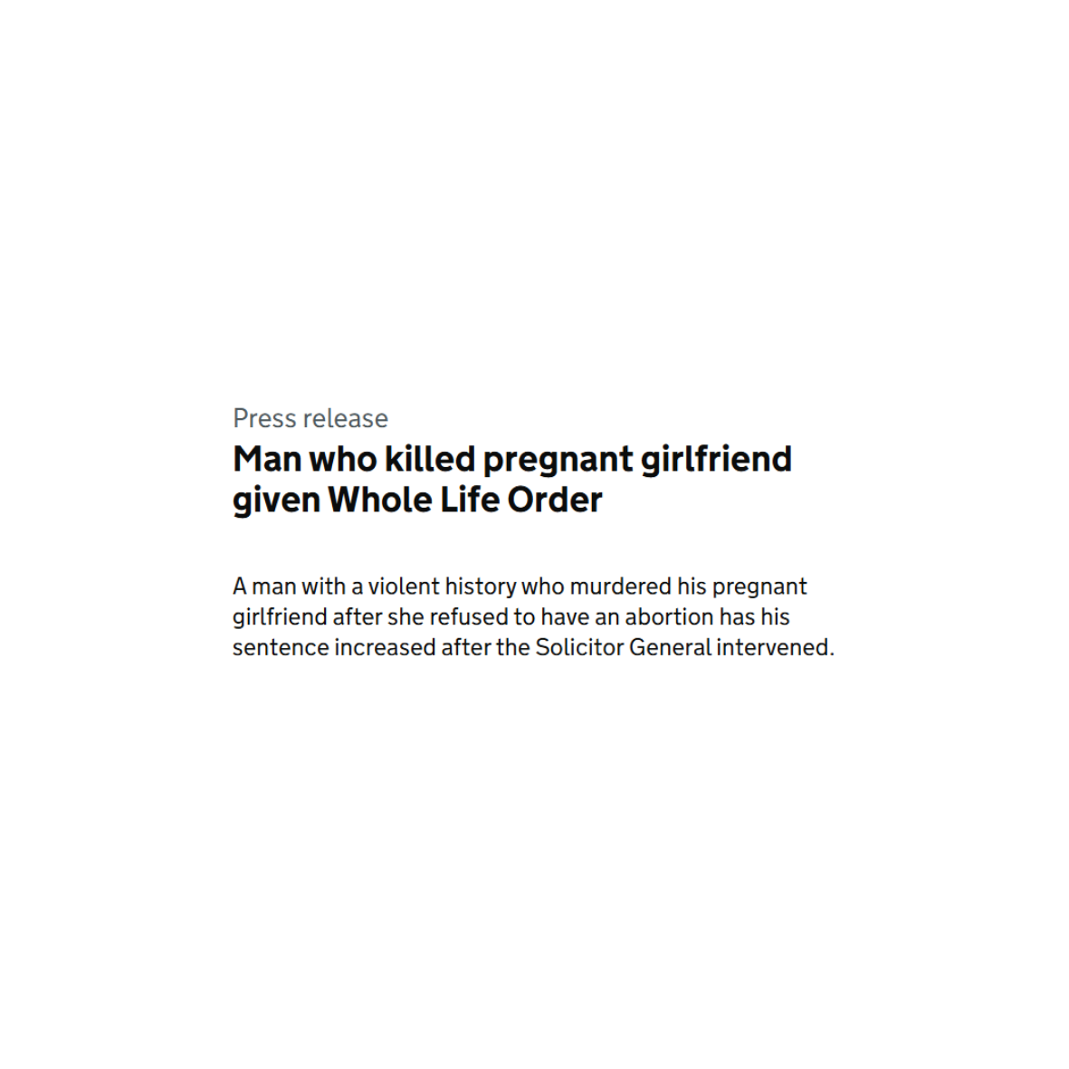 PRESS RELEASE- Man who killed pregnant girlfriend given Whole Life Order