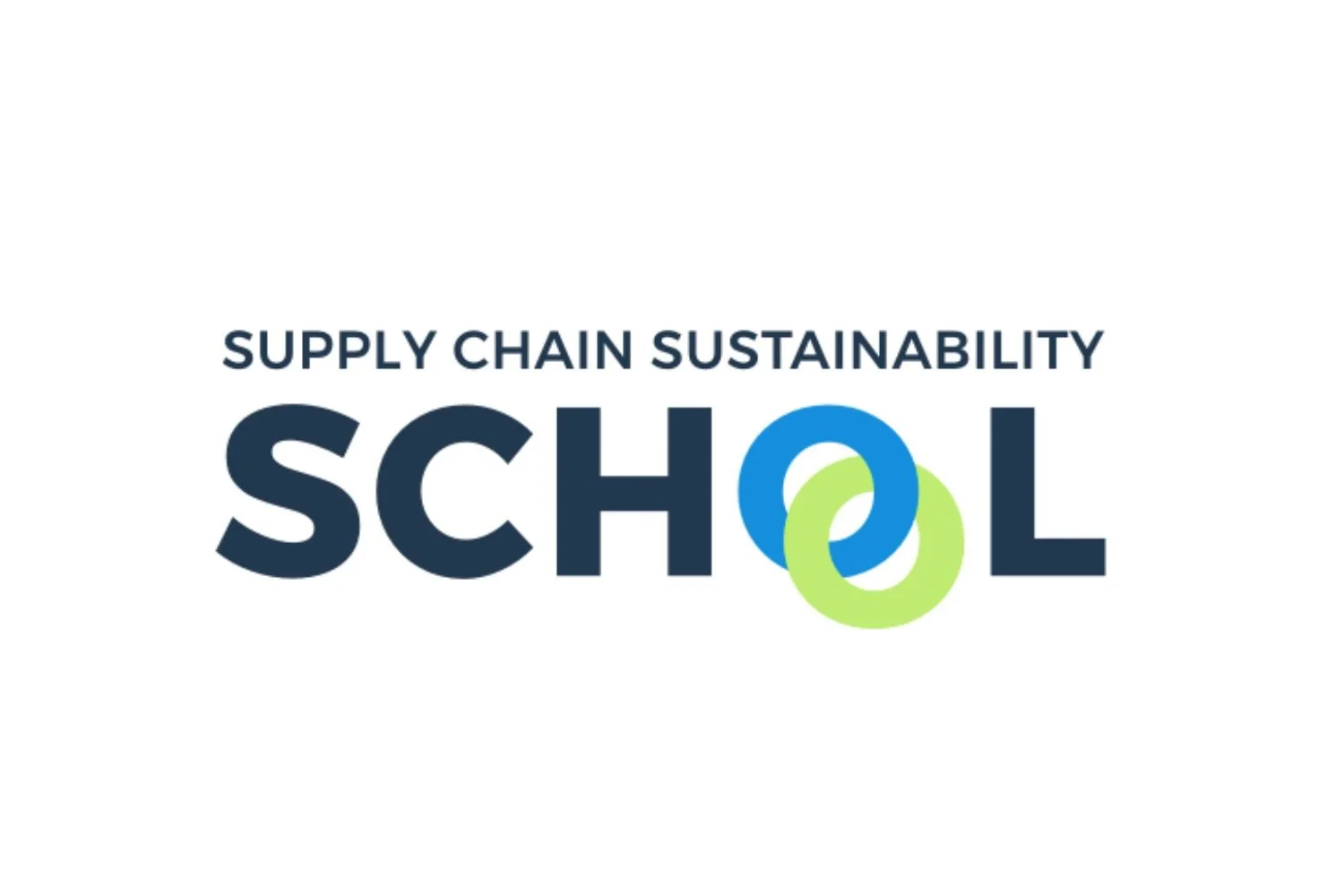 Supply Chain Sustainability School logo with intertwined blue and green rings.