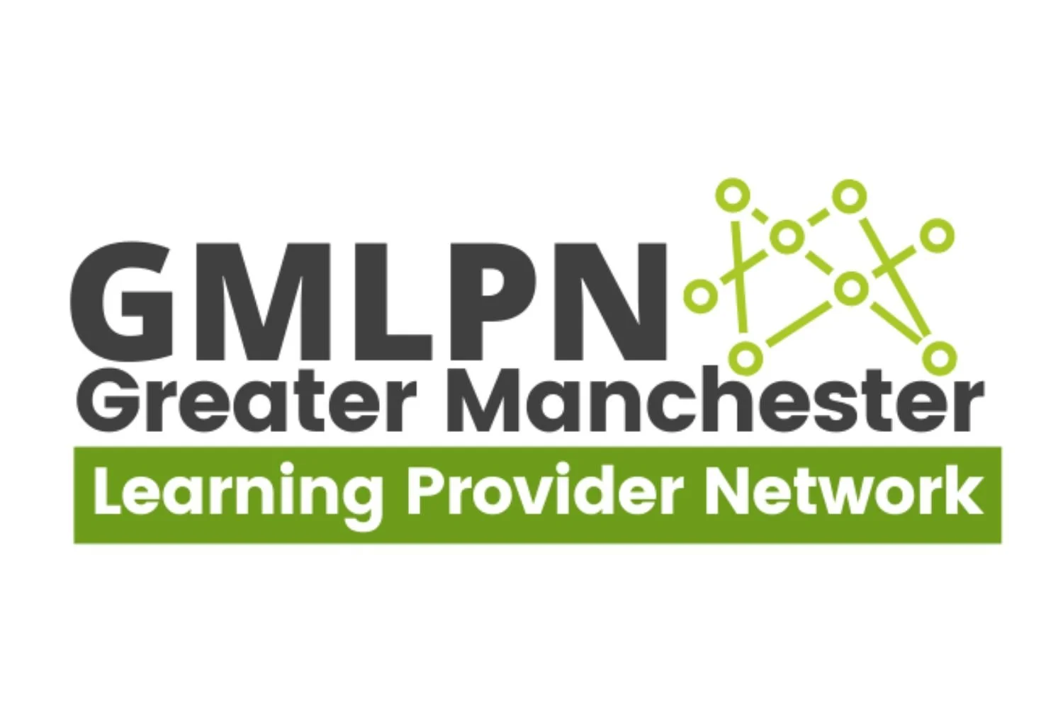 Logo for Greater Manchester Learning Provider Network (GMLPN) featuring network graphic and text.