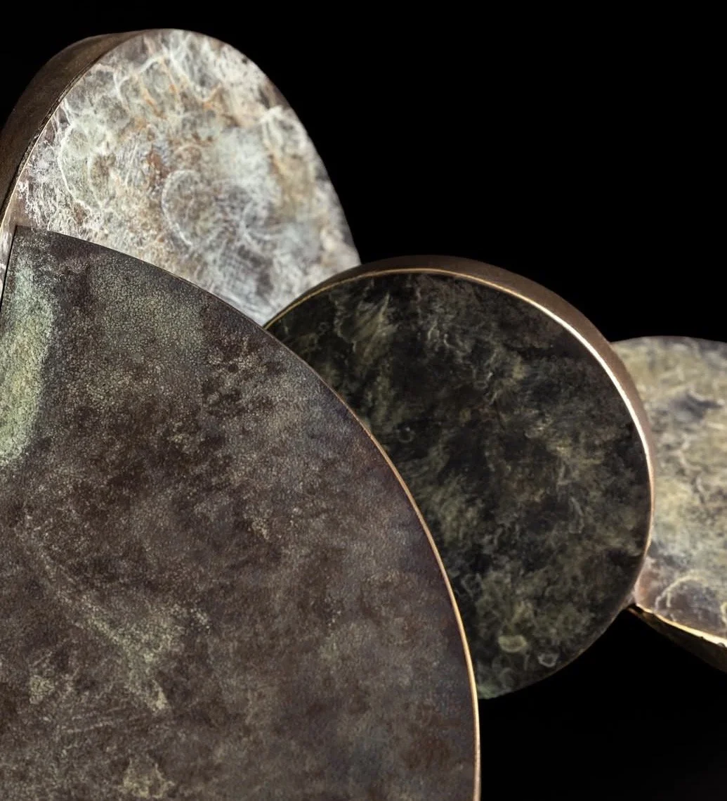 ORBIS side table // Brass with green galaxy patina 