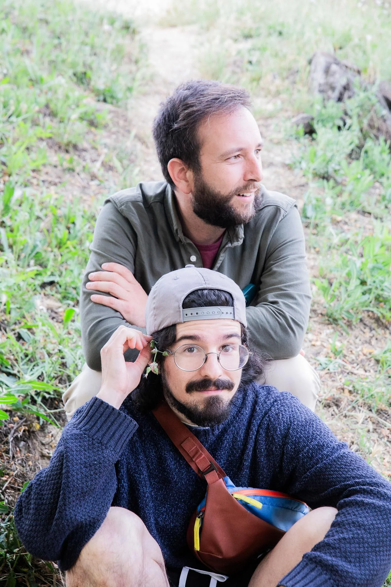 Pablo García Esparza y Gabriel Pout en el rodaje de 'El Guardián de los Secretos'. Pamplona, 29 de julio de 2023. PATRICIO SÁNCHEZ-JÁUREGUI.