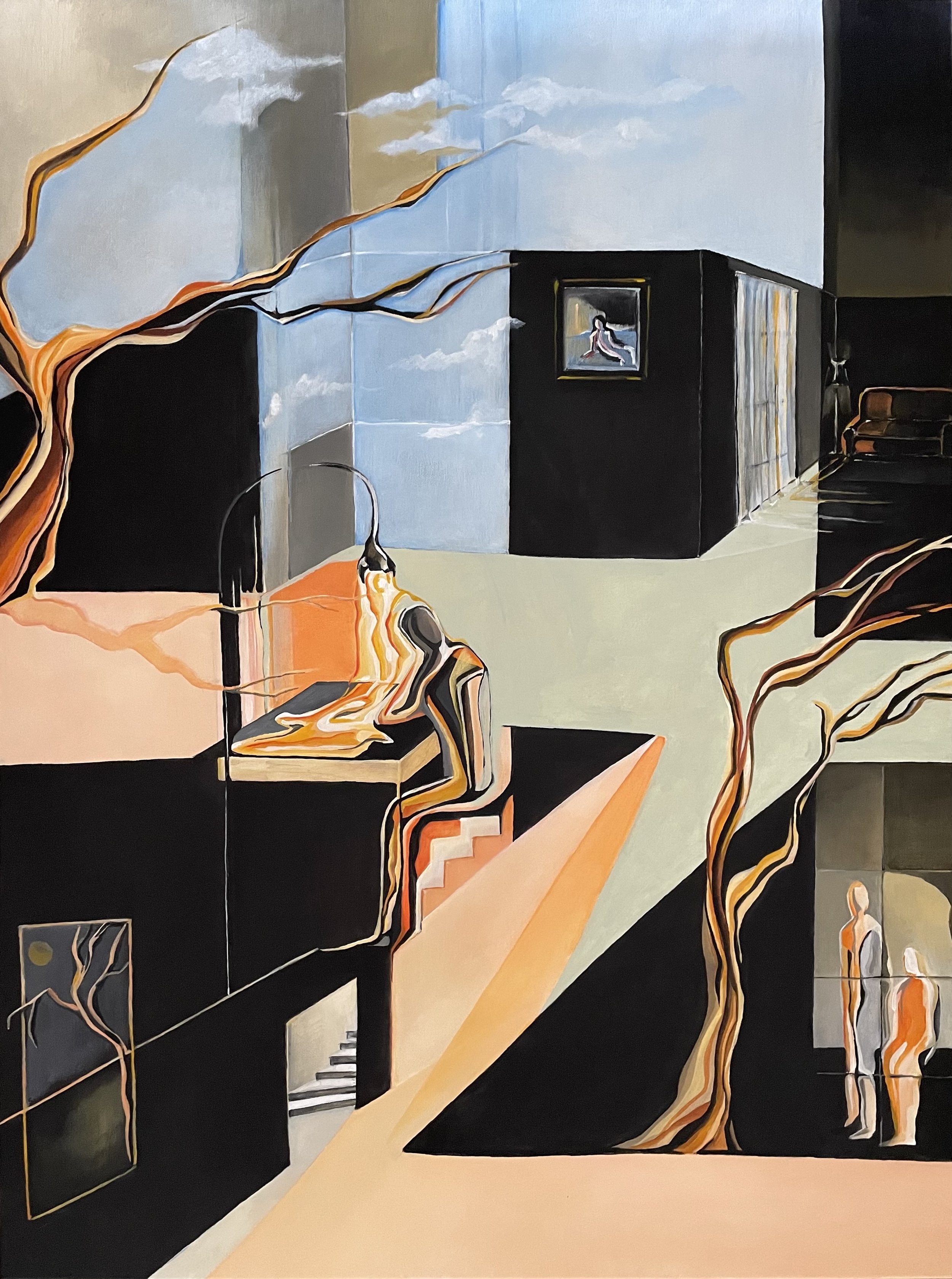 Attempt to Concentrate,
Medium: Acrylic on canvas
Size: 102m x 76m
Year: 2023