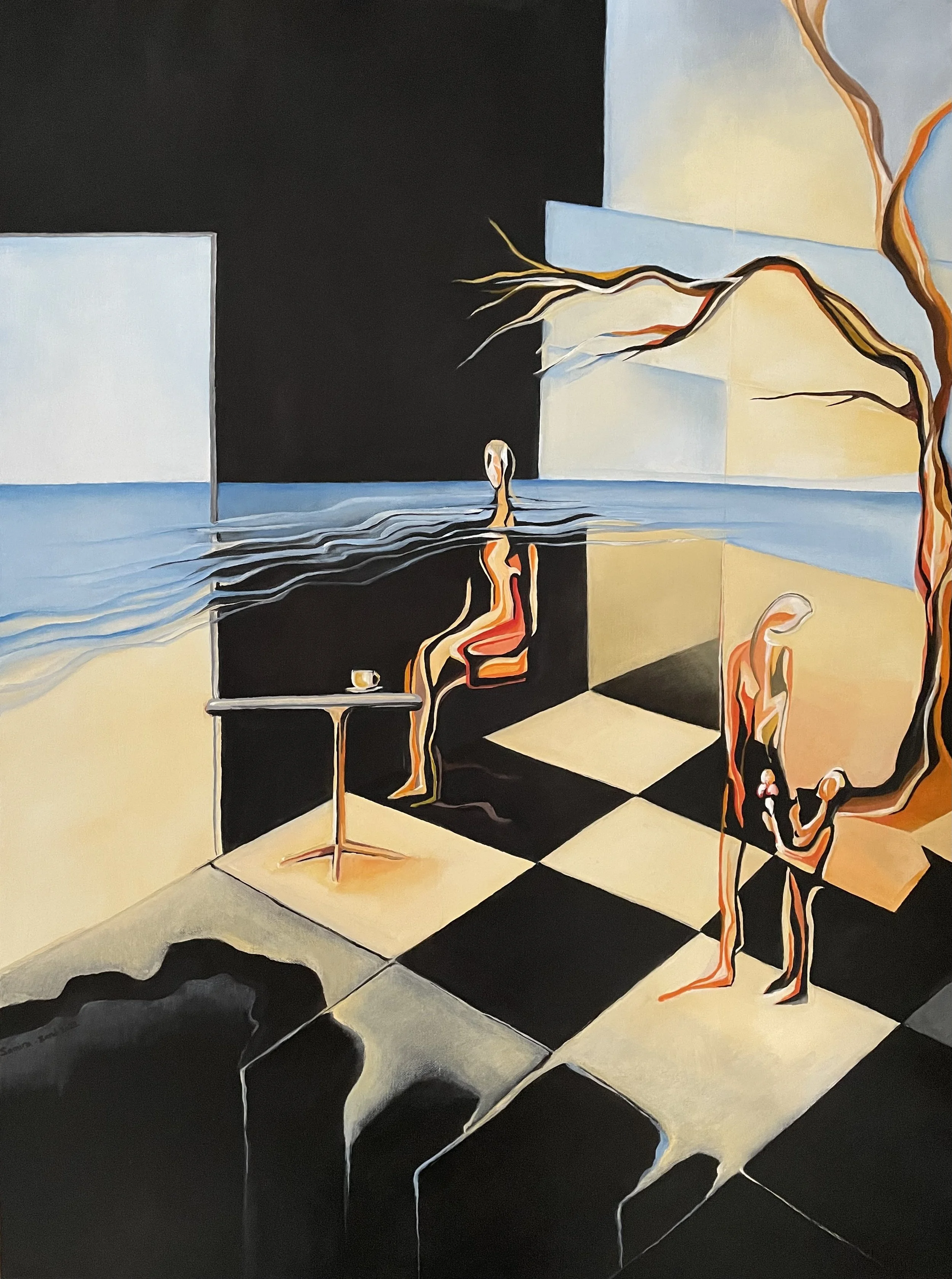 Dream,
Medium: Acrylic on canvas
Size: 102m x 76m
Year: 2023