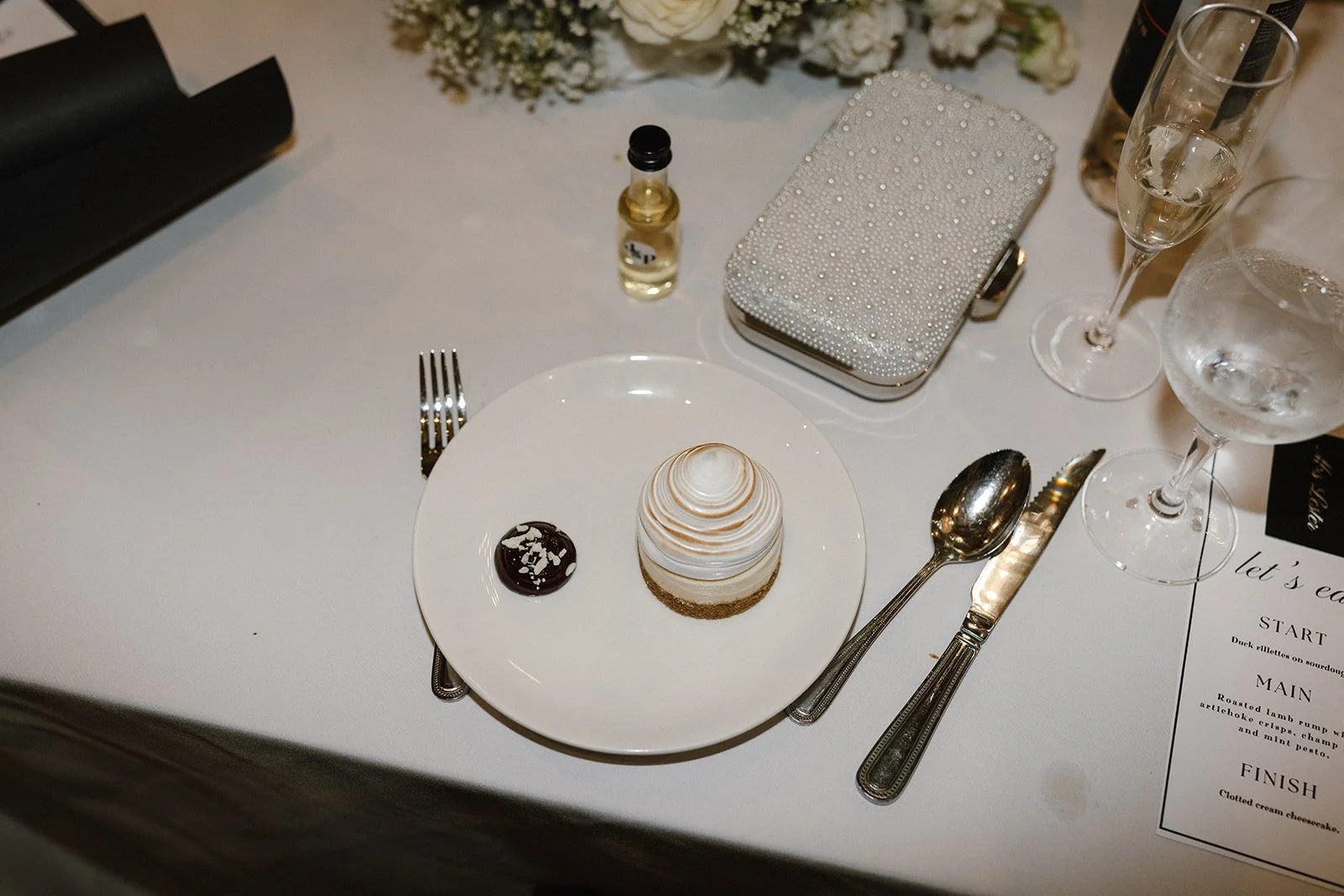 Christmas party at The Old Kent Barn in Kent dessert served on the table