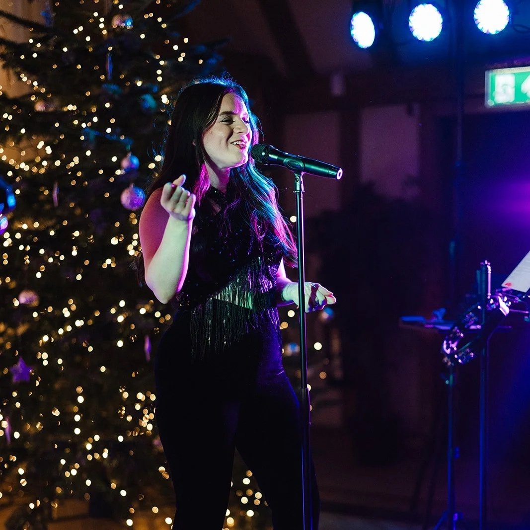 Christmas party at The Old Kent Barn in Kent singer performing 