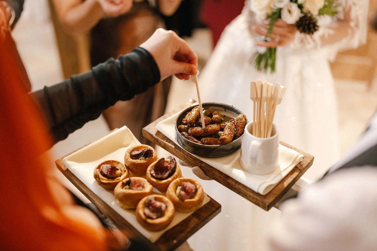 Christmas party at The Old Kent Barn in Kent canapé options served