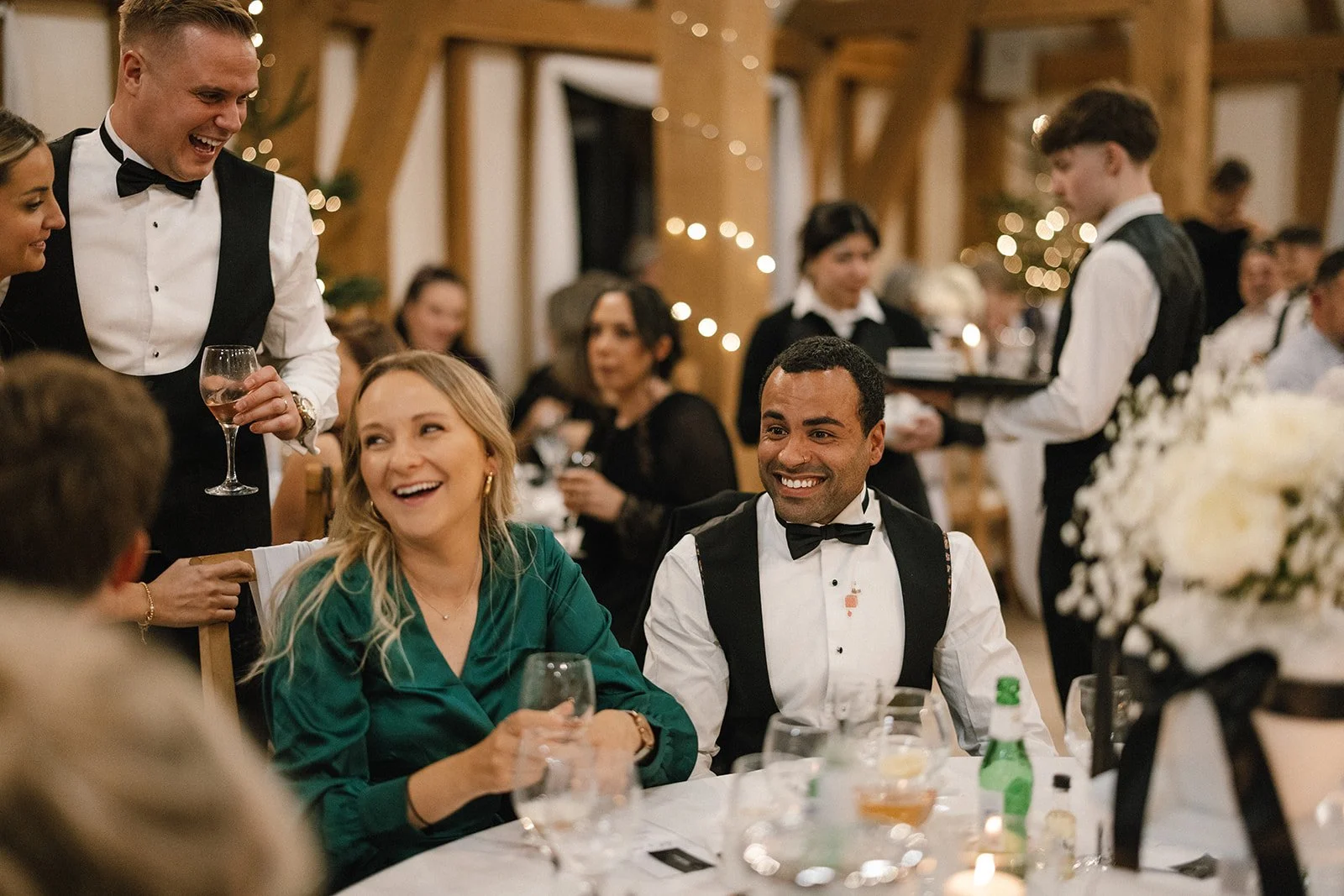 Christmas party at The Old Kent Barn in Kent guests enjoying the dining experience 