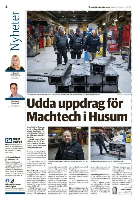 Machtech är med och bidrar till Ukraina
