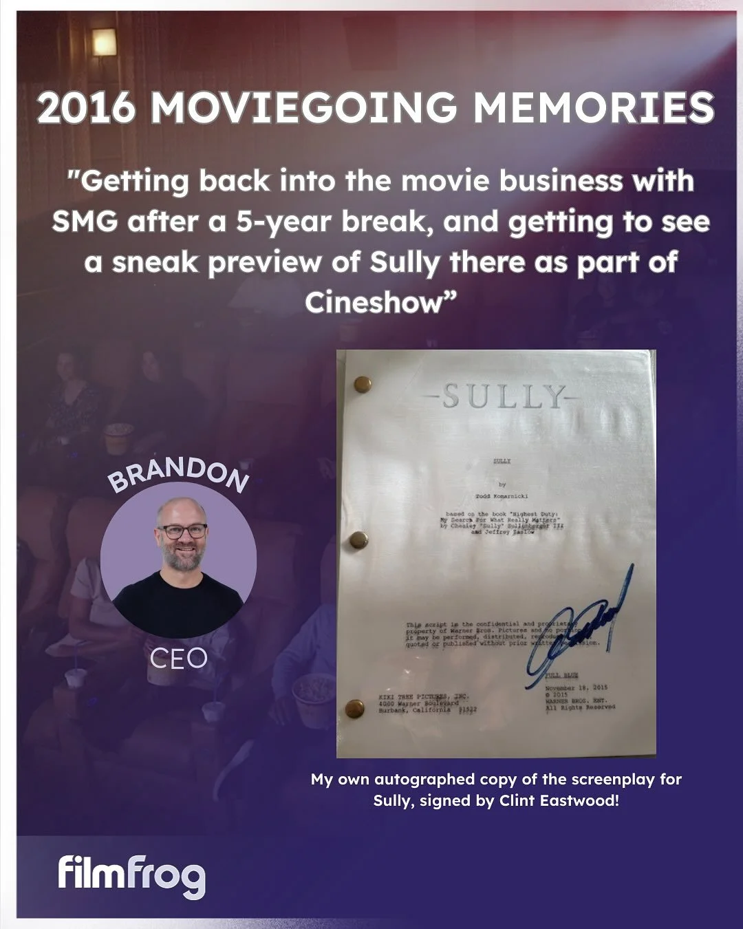 FilmFrog was just a glimmer in our team&rsquo;s eyes back in 2016, but we still made a ton of great memories at the movies that year! Swipe through to see some of our favorite moments that set us on the path that would eventually become FilmFrog ➡️

